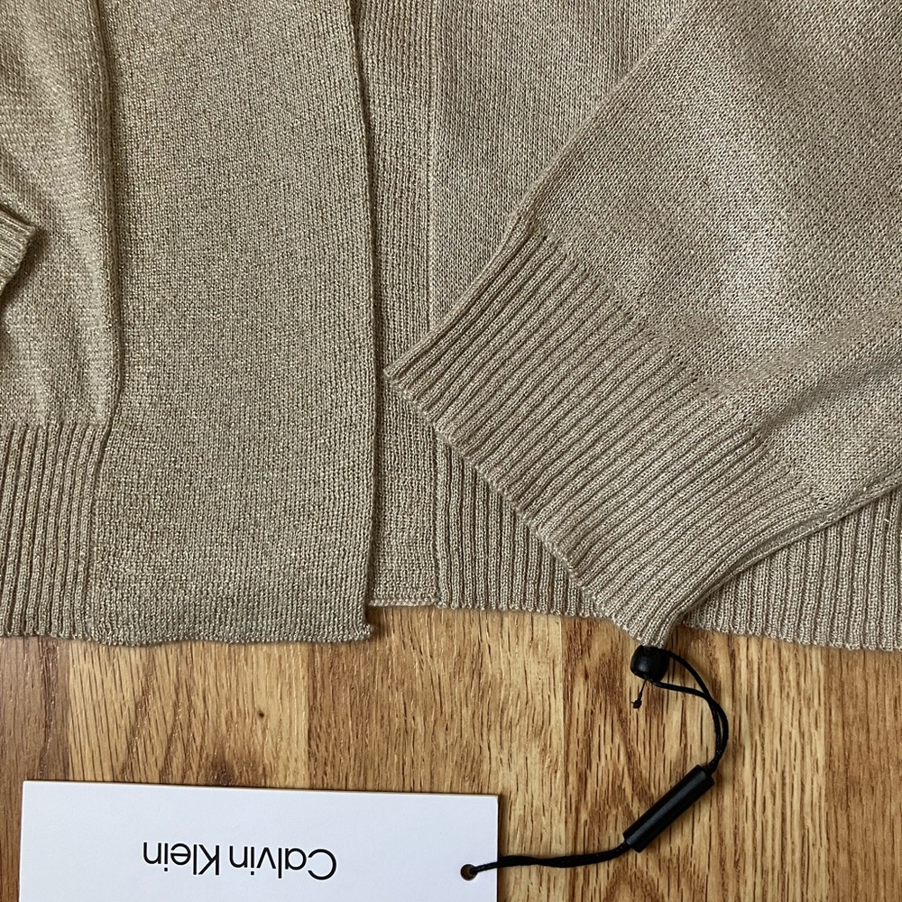 Calvin Klein Tan Shine Cardigan Sweater - Picture 2 of 5
